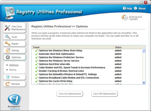 Optimizing Vista Registry